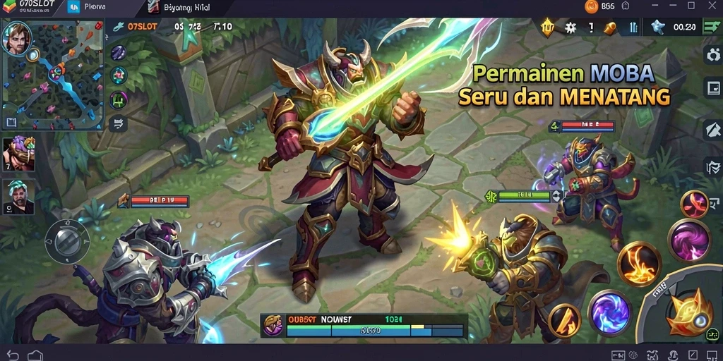 Tampilan epik pertarungan dalam game MOBA 070SLOT.