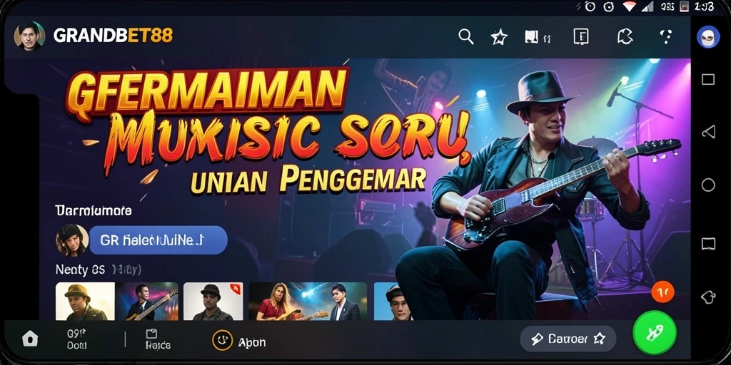 Tampilan gameplay seru dari GRANDBET88 yang menunjukkan pemain menikmati permainan musik.