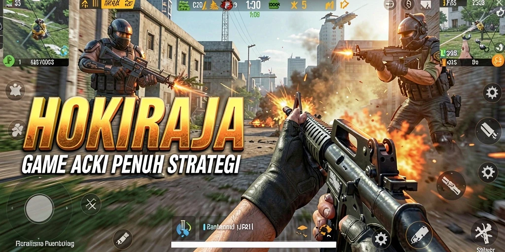 Gameplay intens dalam HOKIRAJA dengan pertempuran seru.