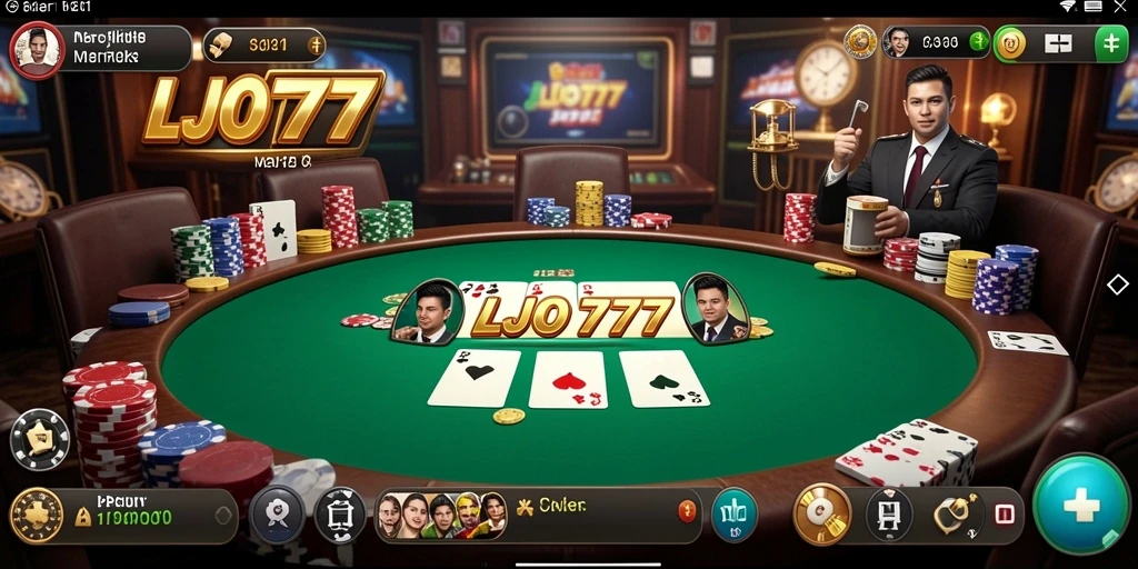 Screenshot gameplay LJO777 menampilkan aksi seru permainan poker.