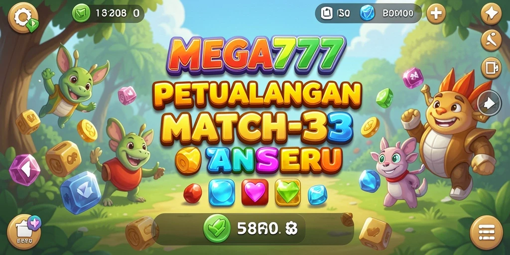 Tampilan permainan MEGA777 dengan kombinasi warna cerah dan efek menarik.