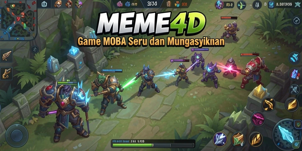 Screenshot gameplay <strong>MEME4D</strong> yang menampilkan aksi seru di arena MOBA.