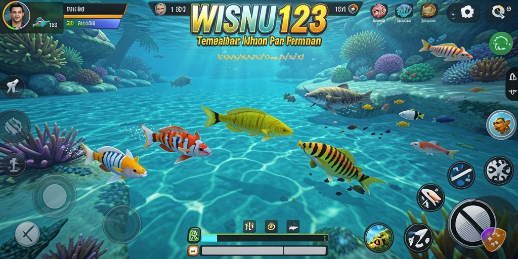 Tampilan menarik dari gameplay Tembak Ikan WISNU123.